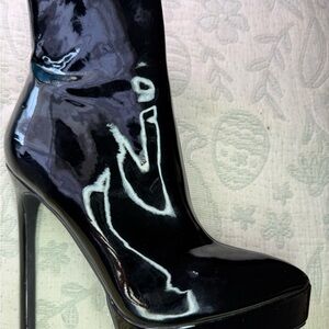 Madden Girl Glossy Black Ankle Booties